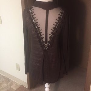 Maurices Burnout Open-Front Top, Lace/Crochet Back